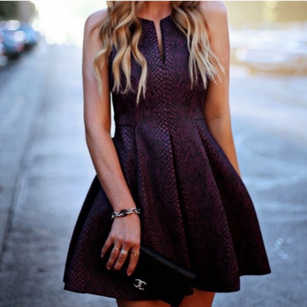 Tibi Jacquard Purple Snakeskin Dress